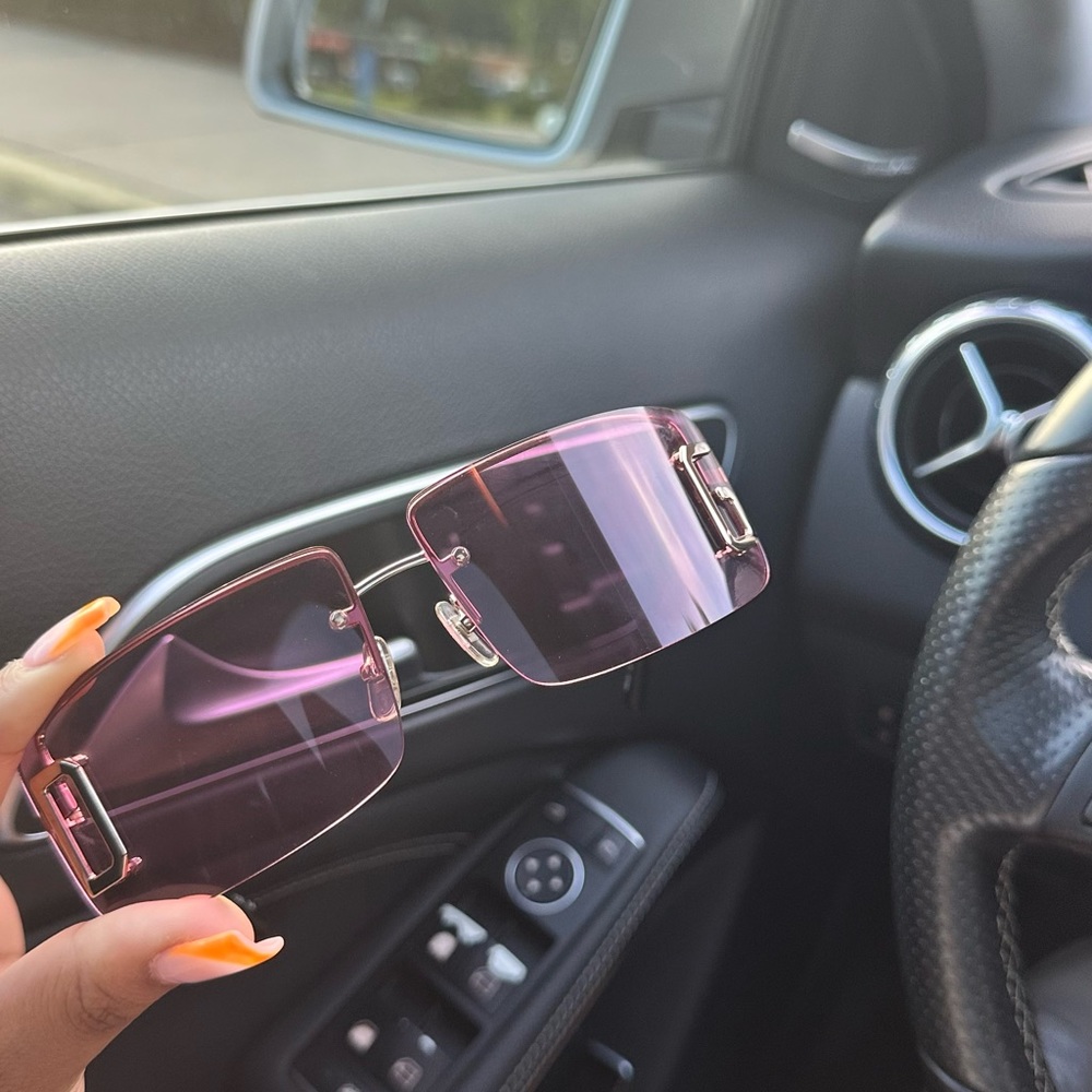 Vintage 90s Dolce & Gabbana Purple & Gold Rimless Sunglasses